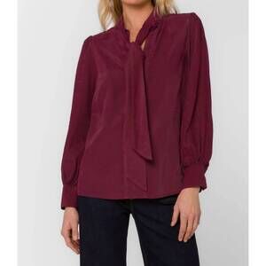 NEW VELVET HEART anastasia long sleeve blouse in cabernet